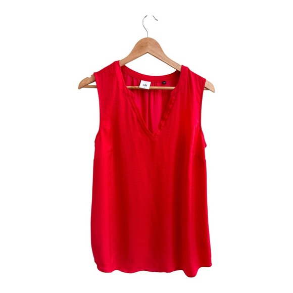 CAbi Rose Hibiscus Red Sleeveless Womens Size M Blouse 5364 - Picture 1 of 13